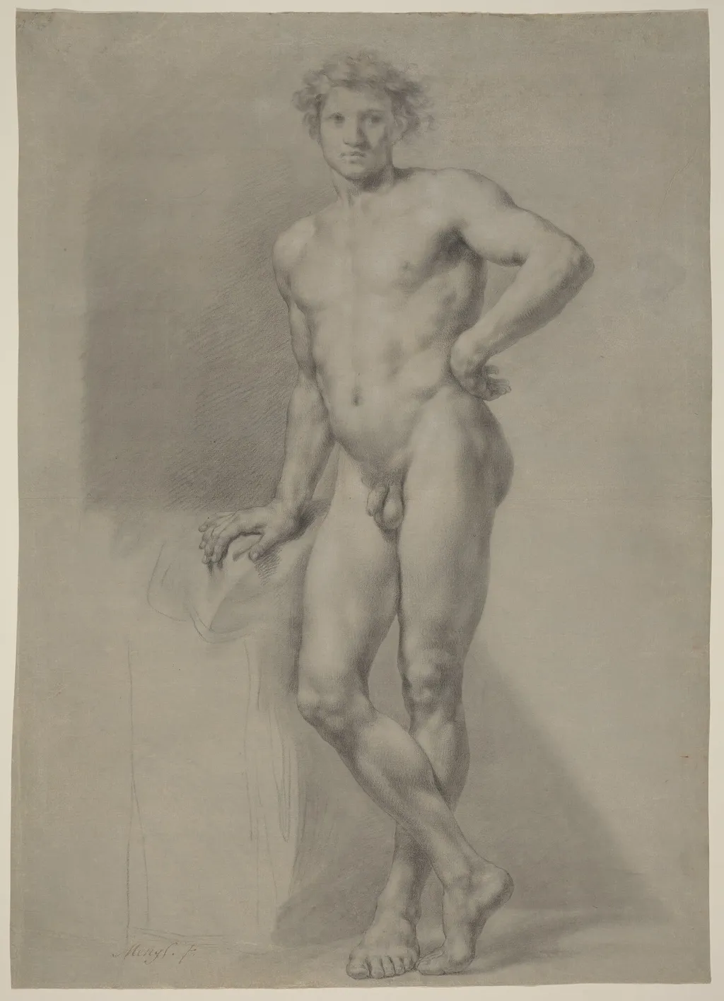 Male Nude Study, by Anton Raphael Mengs, chalk, 1754