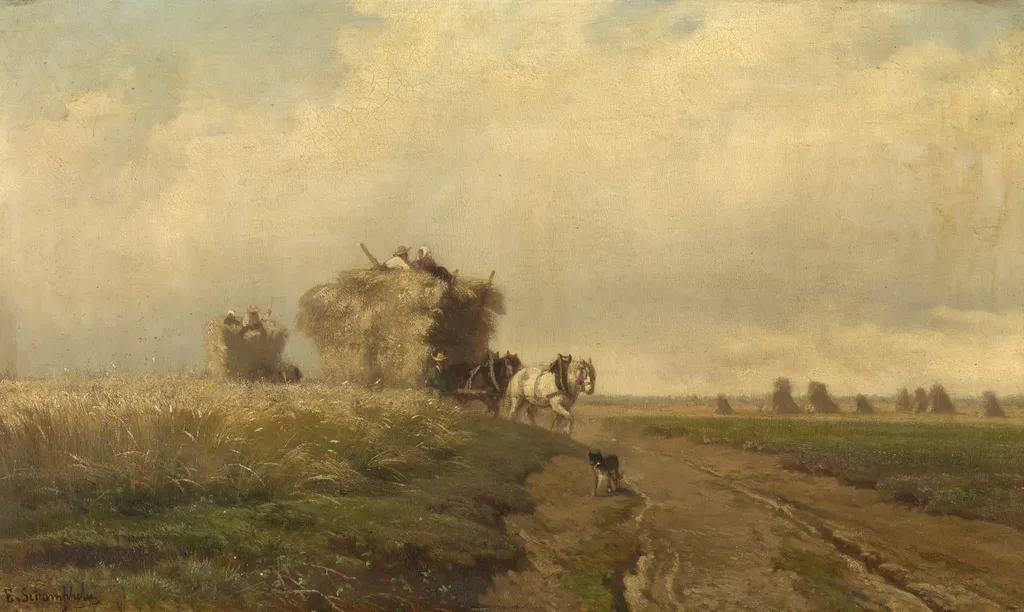 Harvest, by Edmond de Schampheleer, oil, 1871