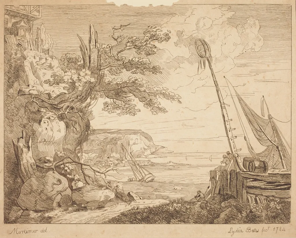 Coast Scene, by Lydia Bates, ink, 1784
