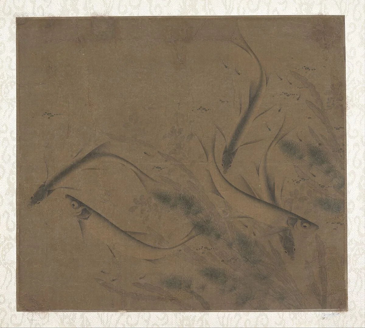 宋 傳 趙克敻 藻魚圖 冊頁|Fish at play, detail
