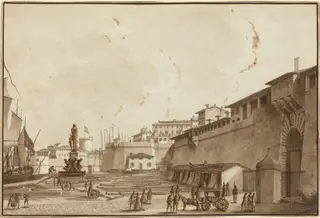 View of Livorno, by Angelo Uggeri, ink, 1796