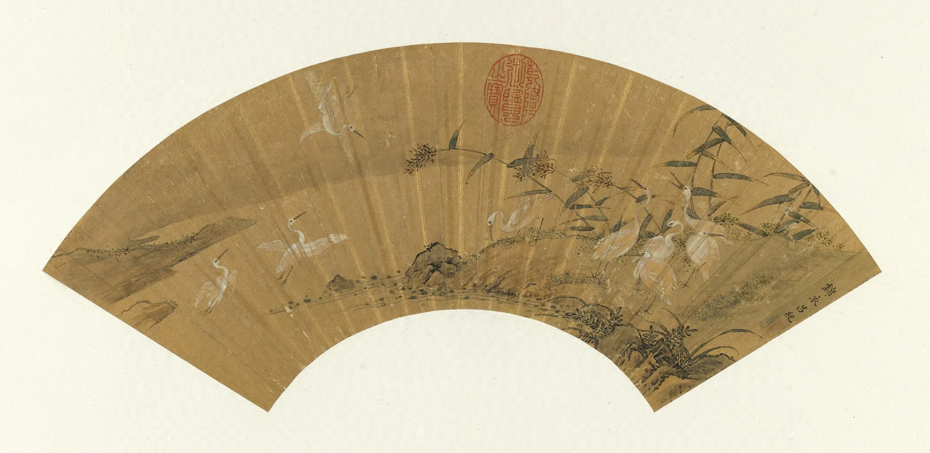 Egrets in Flight, detail