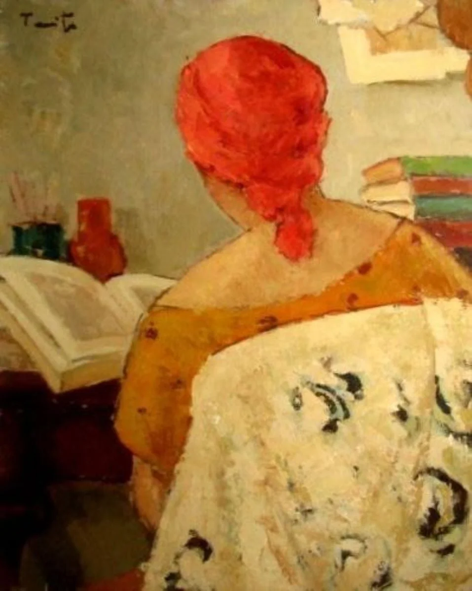 Spate de femeie (Femeie citind), detail