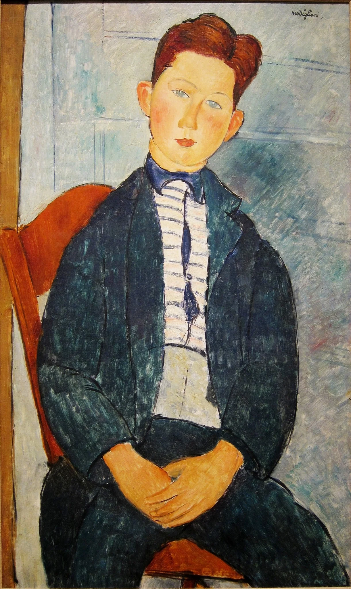 Boy in a Striped Sweater, detail