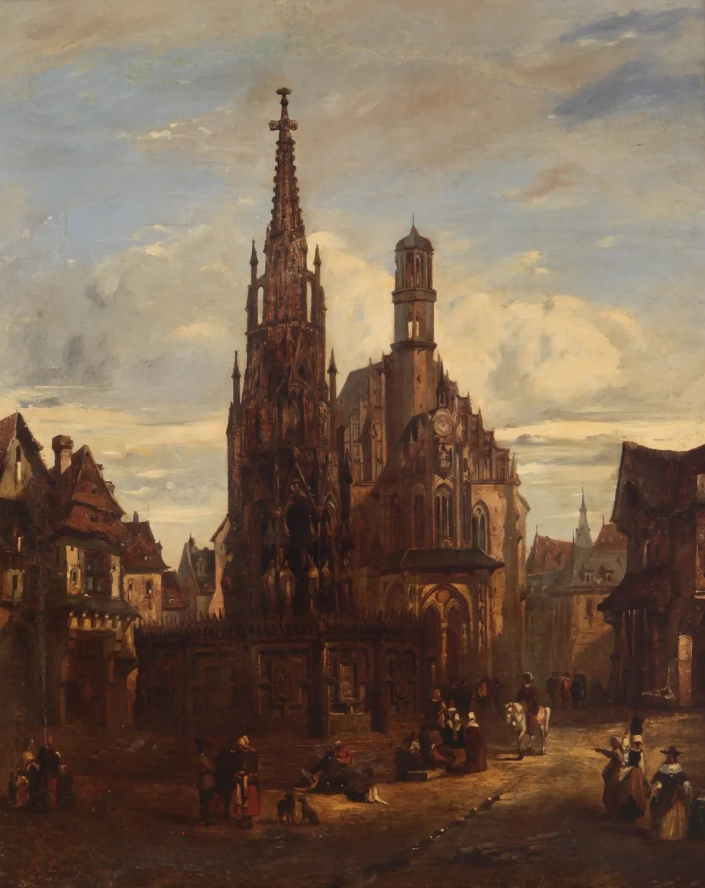 Square in the city of Nuremberg, by A. Zarra, oil, 1845