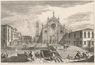 Views of Venice:  Campo dei Frari, by Michele Marieschi, 1741