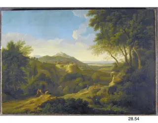 Italian Landscape, by Gaspard Dughet, oil, 1615