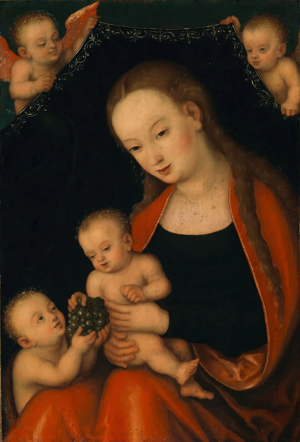 The Virgin and Child with Infant John the Baptist and Angels, by Lucas Cranach the Elder, oil, 1522