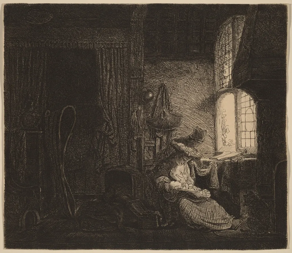 The Family in the Room, by Ferdinand Bol, ink, 1645