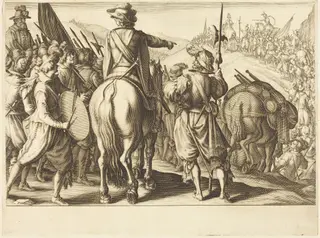 The Troops on the March, by Jacques Callot, ink, 1614