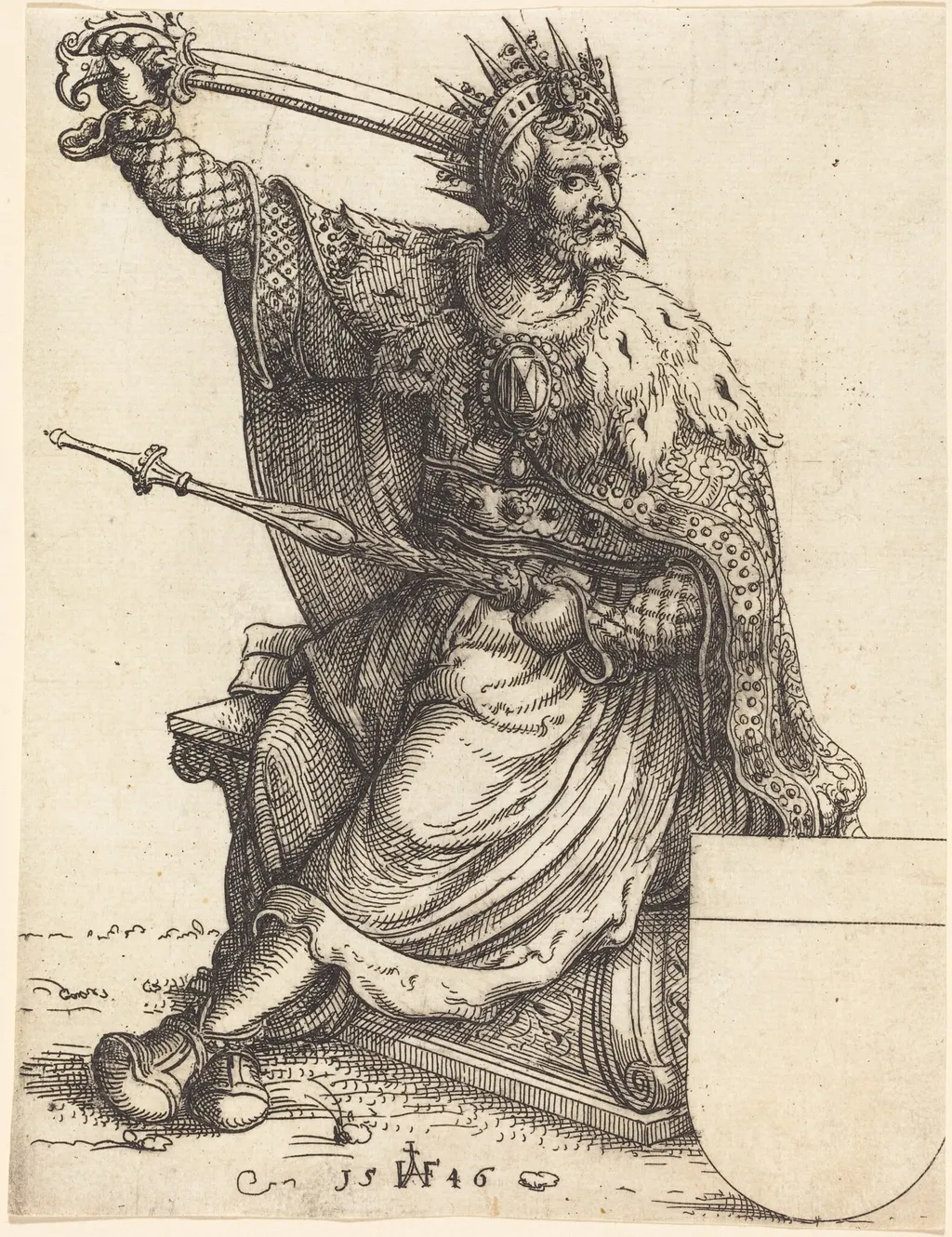 Ferdinand I, by Augustin Hirschvogel, ink, 1546