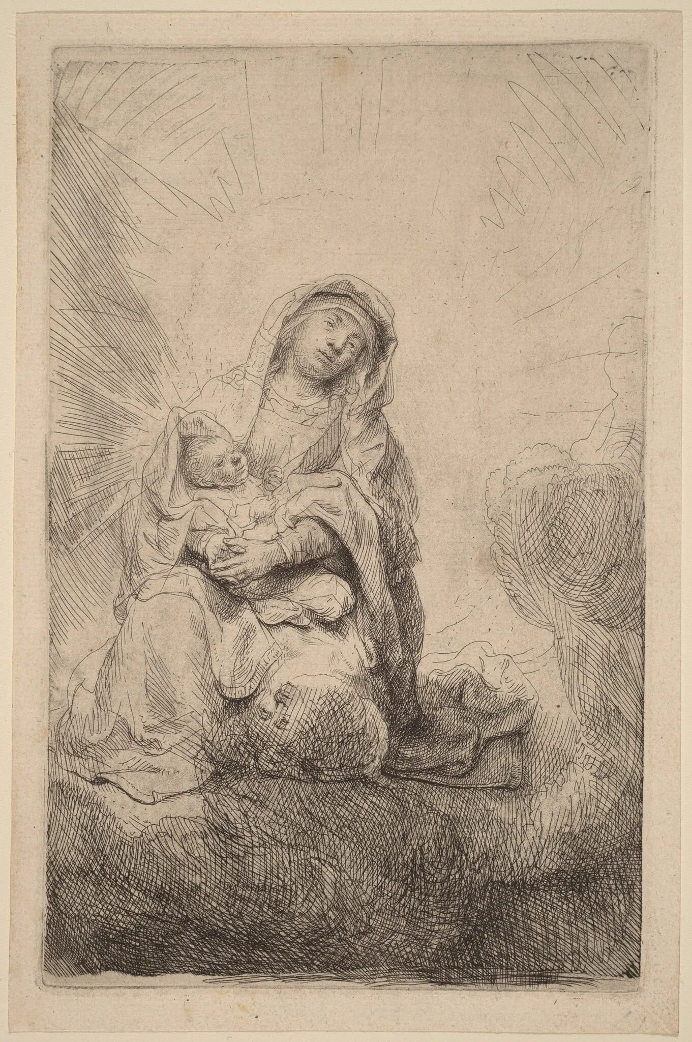 Virgin and Child in the Clouds, detail