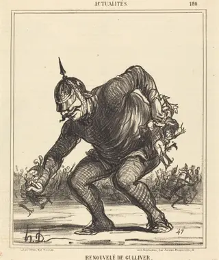 Renouvele de Gulliver, by Honoré Daumier, ink, 1866