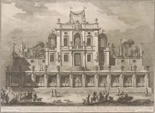 The Seconda Macchina for the Chinea of 1762: A Kiosk, or Pleasure-House in Ottoman Style, by Giuseppe Vasi, ink, 1762