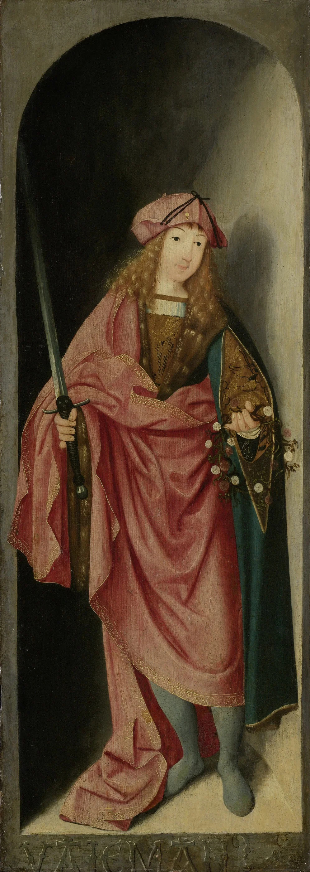 Left wing of a triptych with St Valerianus, detail