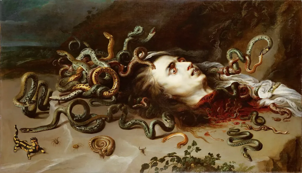 Head of Medusa, by Peter Paul Rubens, oil, 1618