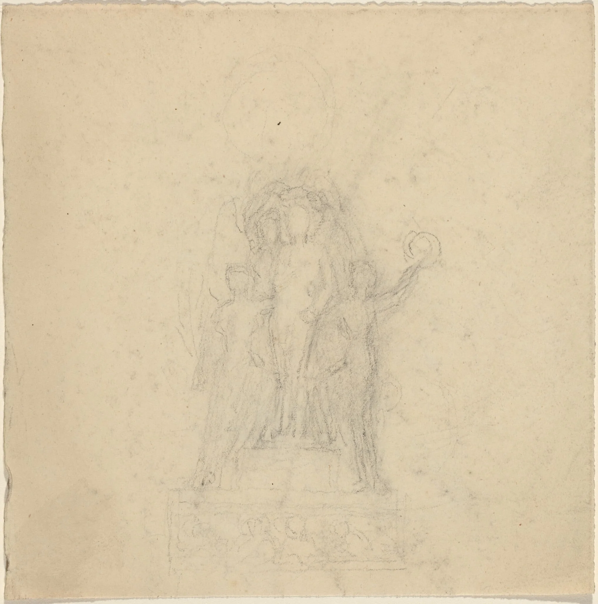 Studies for a Monument with the Crowning of a Figure [recto and verso], detail