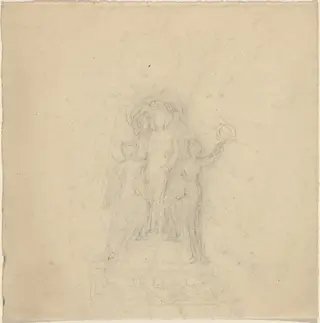 Studies for a Monument with the Crowning of a Figure [recto and verso], by John Flaxman, graphite, 1790