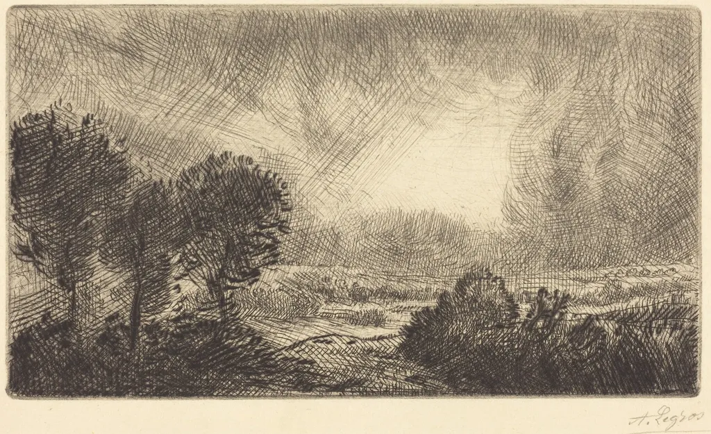 Landscape with Storm (Paysage d'orage), by Alphonse Legros, ink, 1874