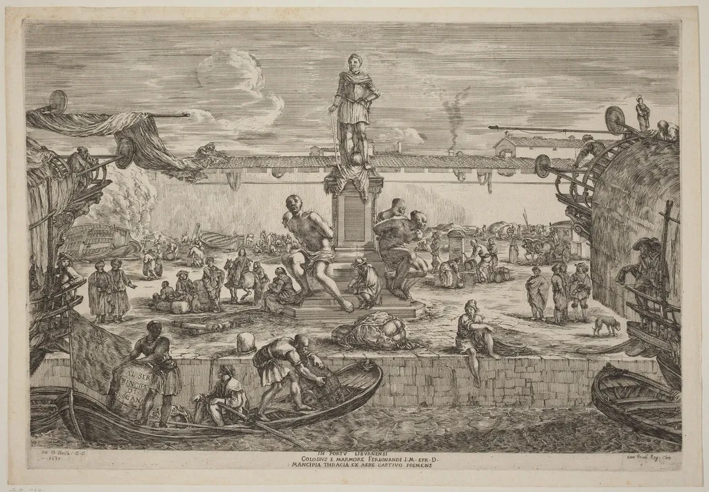 Statue of Ferdinand I, by Stefano Della Bella, ink, 1654