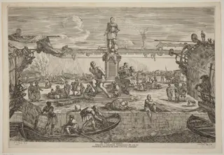 Statue of Ferdinand I, by Stefano Della Bella, ink, 1654