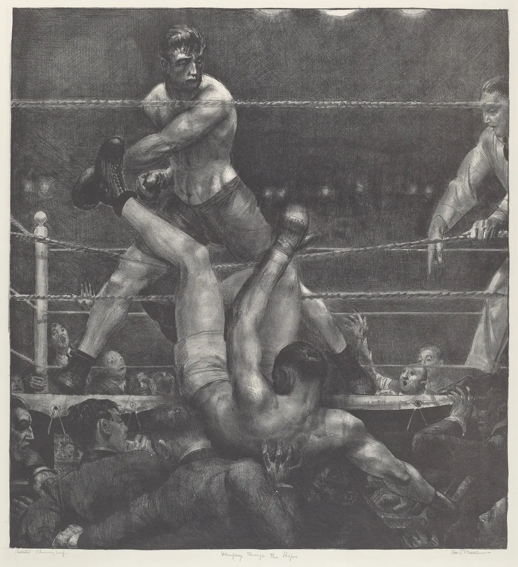 Dempsey through the Ropes, by George Bellows, ink, 1924