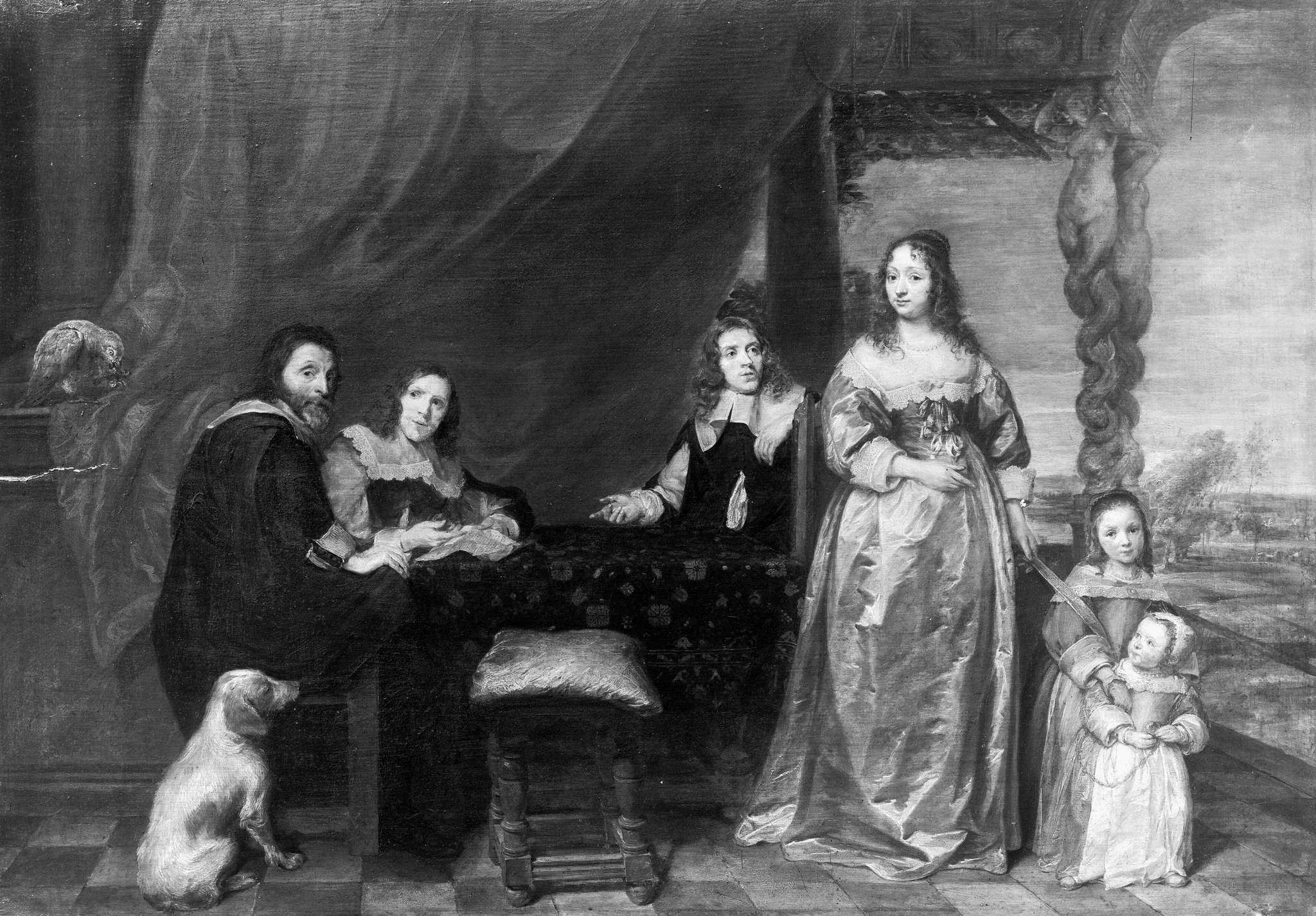 Portrait of a family on the terrace, detail