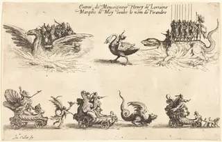 Entry of Monseigneur Henry de Lorraine, Marquis de Moy, under the Name of Pirandre, by Jacques Callot, ink, 1627