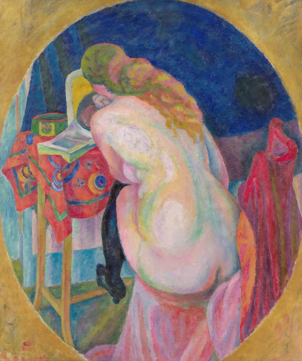 Female Nude Reading, by Robert Delaunay, oil, 1915