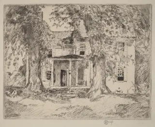 Washington's Headquarters near Valley Forge, by Childe Hassam, ink, 1926