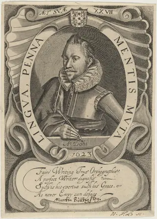 Martin Billingsley, by William Hole, ink, 1623