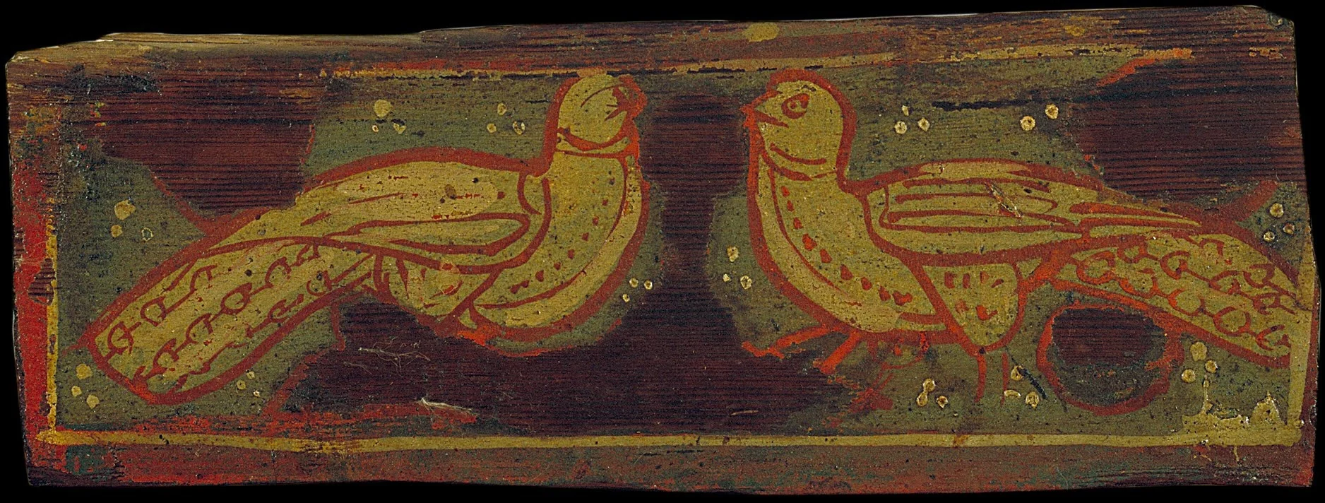 Small coffered ceiling panel with confronted birds, detail