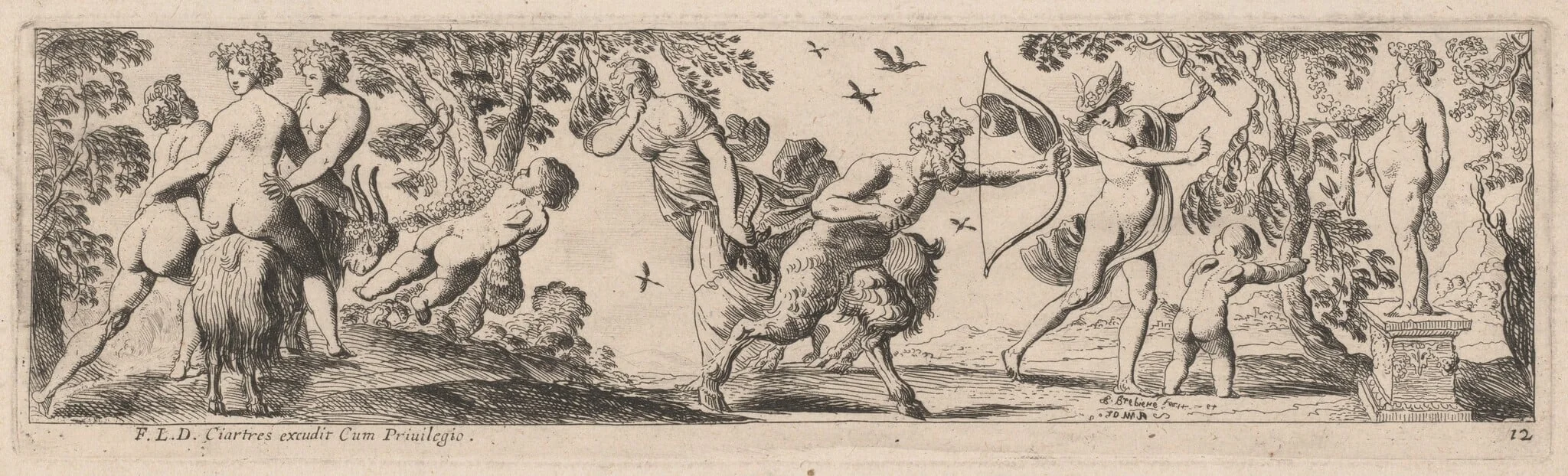 Satyr and Mercury Shooting at a Statue, detail