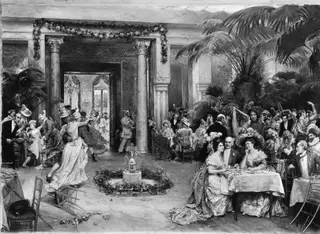 Masquerade Ball at the Ritz Hotel, Paris, by Raimundo de Madrazo y Garreta, oil, 1909