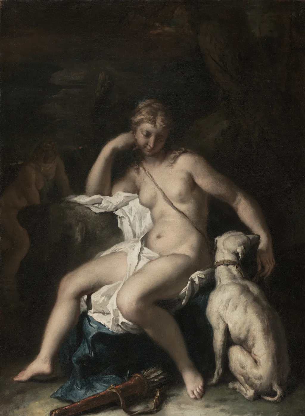 Diana and Her Dog, by Sebastiano Ricci, oil, 1700