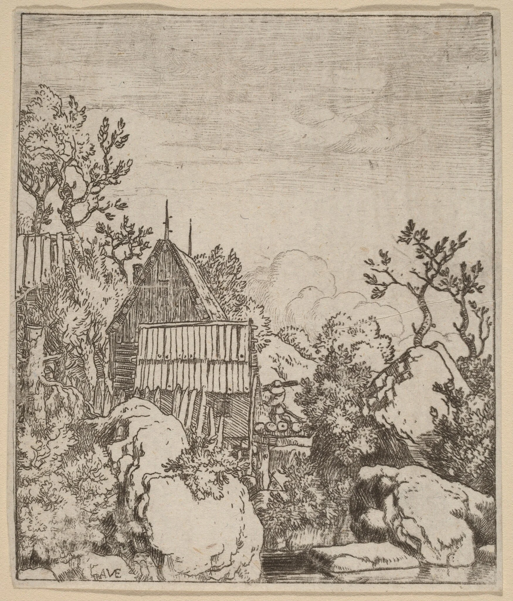 Man on a Small Wooden Bridge, detail