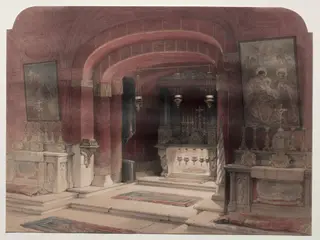 Shrine of the Annunciation, Nazareth, by David Roberts, 1839