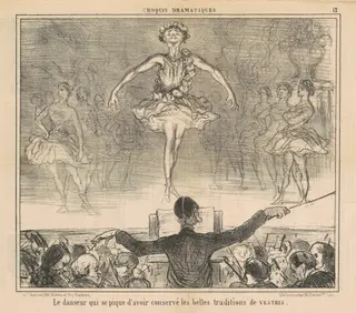 La danseur qui se pique d'avoir conservé ..., by Honoré Daumier, ink, 1857
