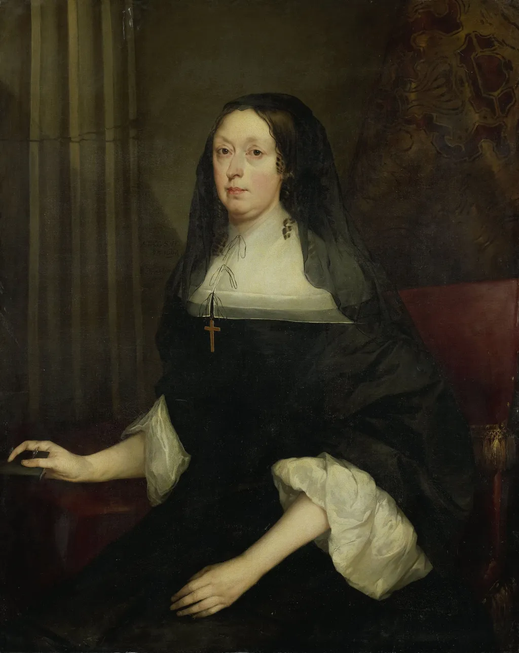 Portrait of a woman, by Pieter Borsseler, oil, 1664