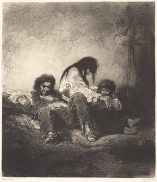The Poor Family (Une famille pauvre), by Paul Gavarni, ink, 1846