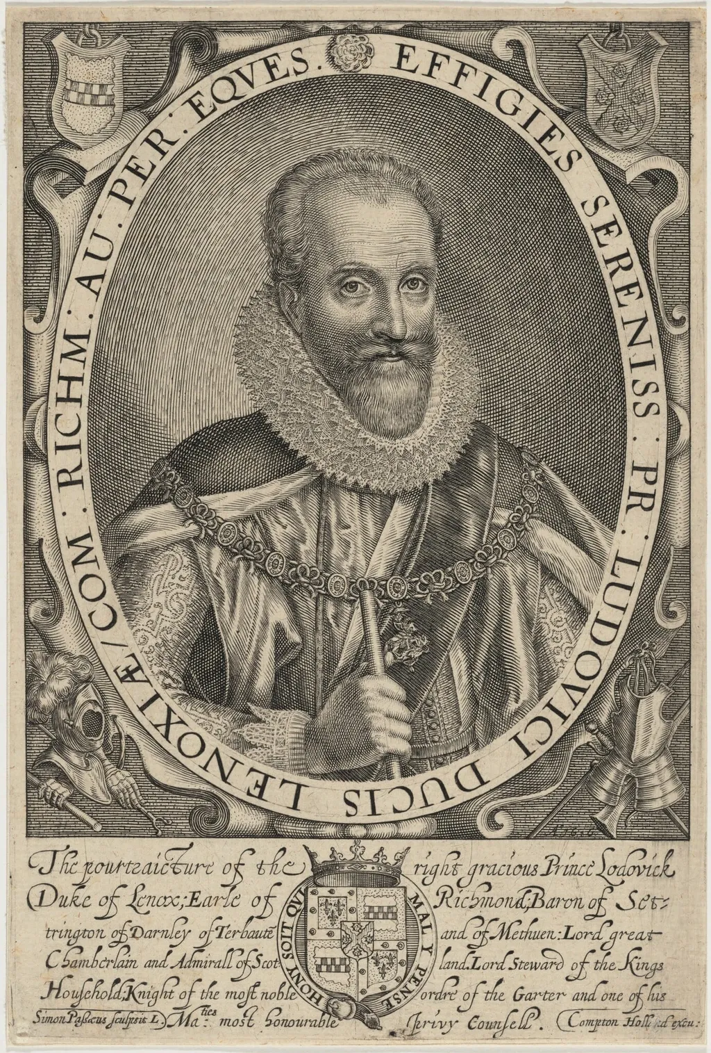 Ludovic Stuart, Duke of Lennox and Richmond, by Simon van de Passe, ink, 1621