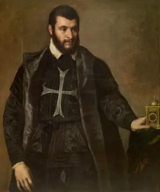 Knight with a Clock, by Titian, oil, 1550