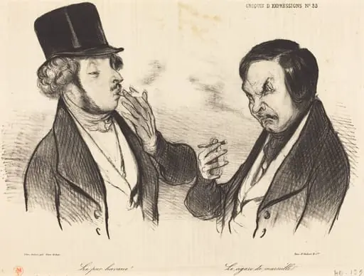 Le pur havane! Le cigare de marseille, by Honoré Daumier, ink, 1838