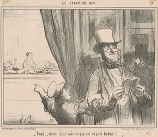 Papa ... viens donc voir ce qui est ..., by Honoré Daumier, ink, 1857