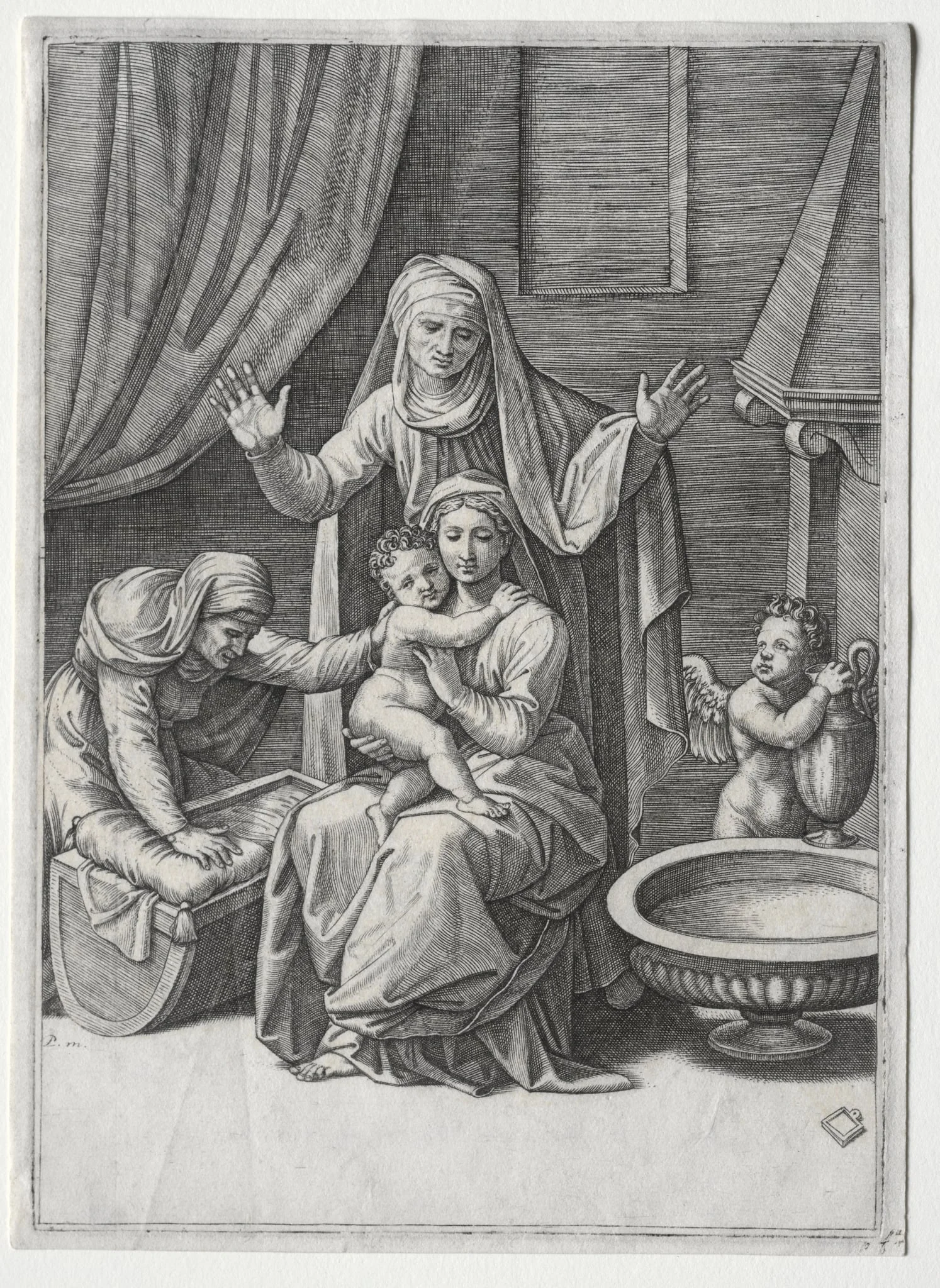 The Virgin and the Cradle with Saint Elisabeth and Saint Anne, detail