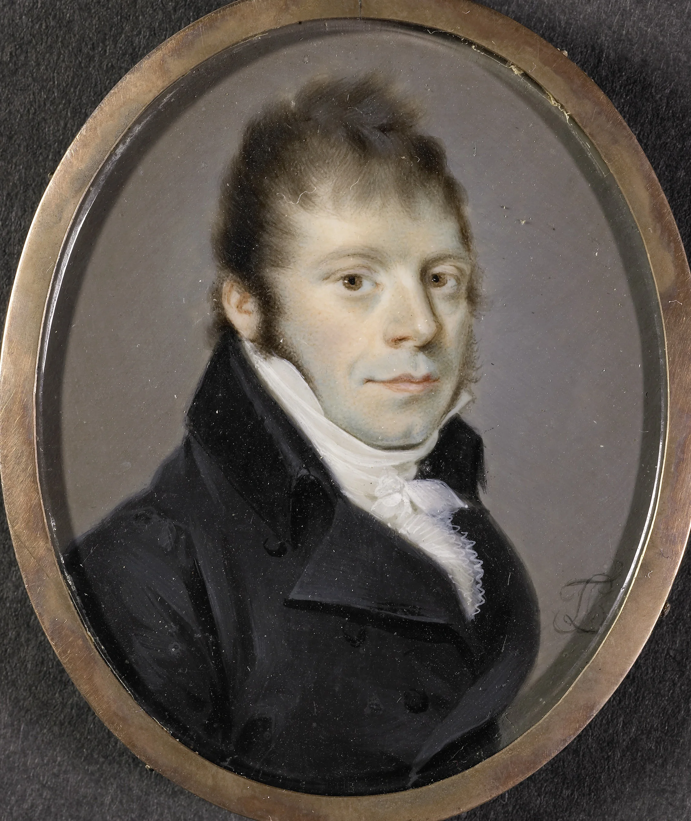 Portrait of a man, signed "LT" and marked "JHB", detail