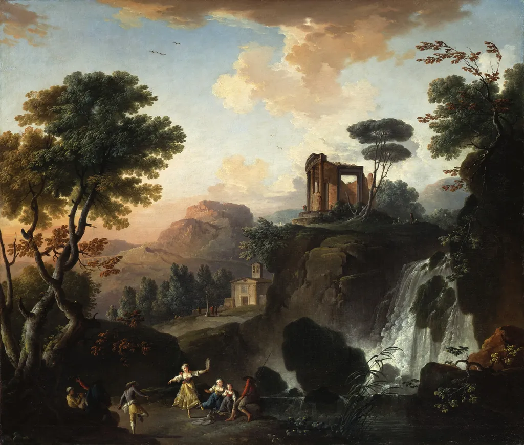 The Temple of Vesta in Tivoli, by Charles François Grenier de Lacroix, oil, 1764