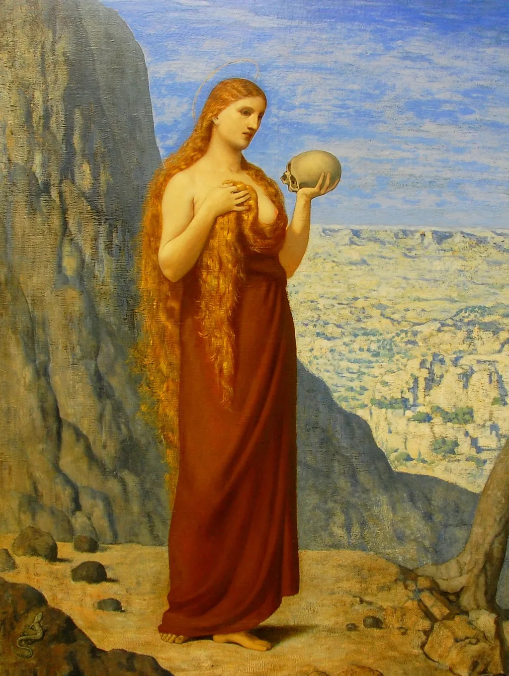 Mary Magdalene in the Desert, by Pierre Puvis de Chavannes, oil, 1870