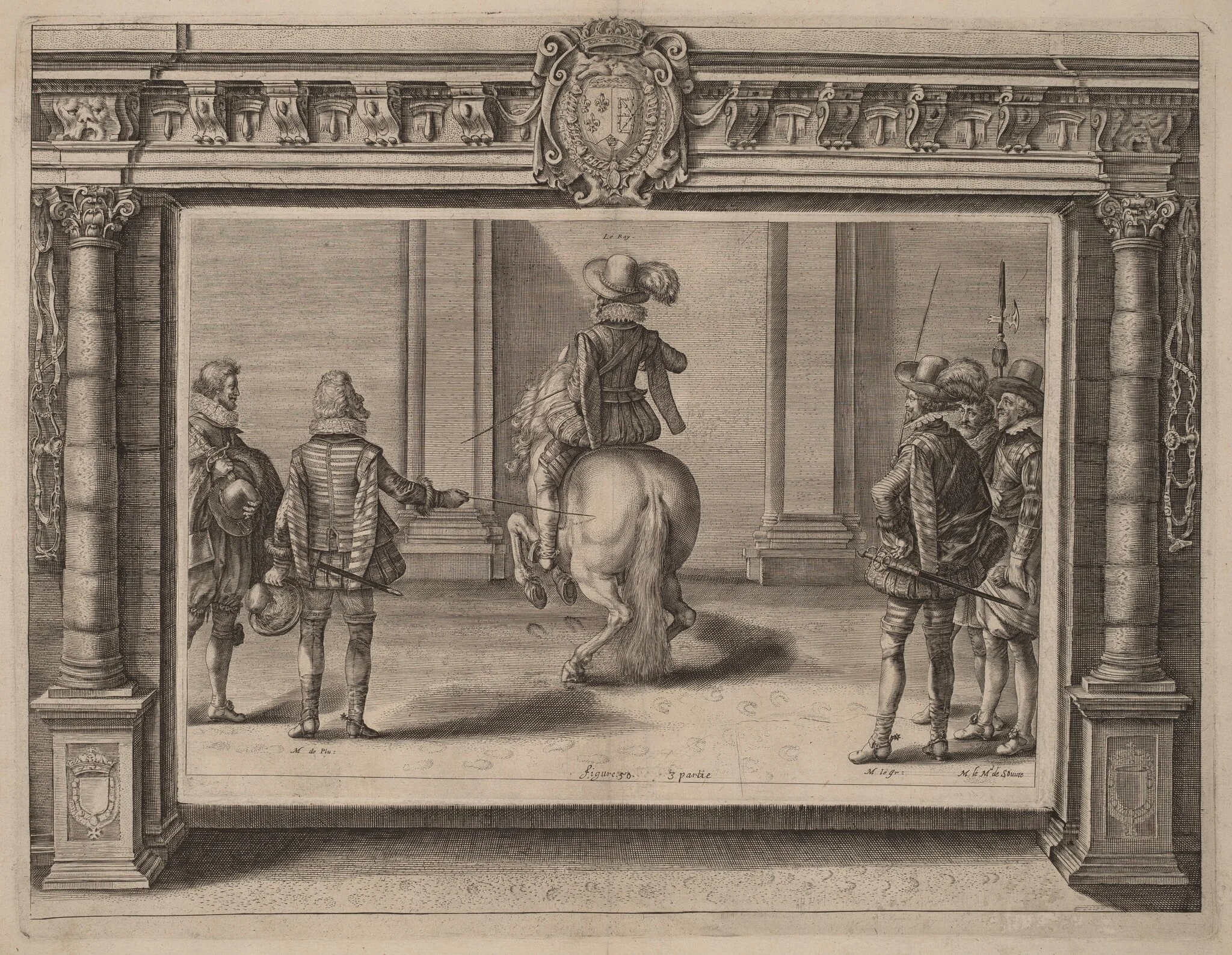 Louis XIII on Horseback, Receiving Instruction, detail