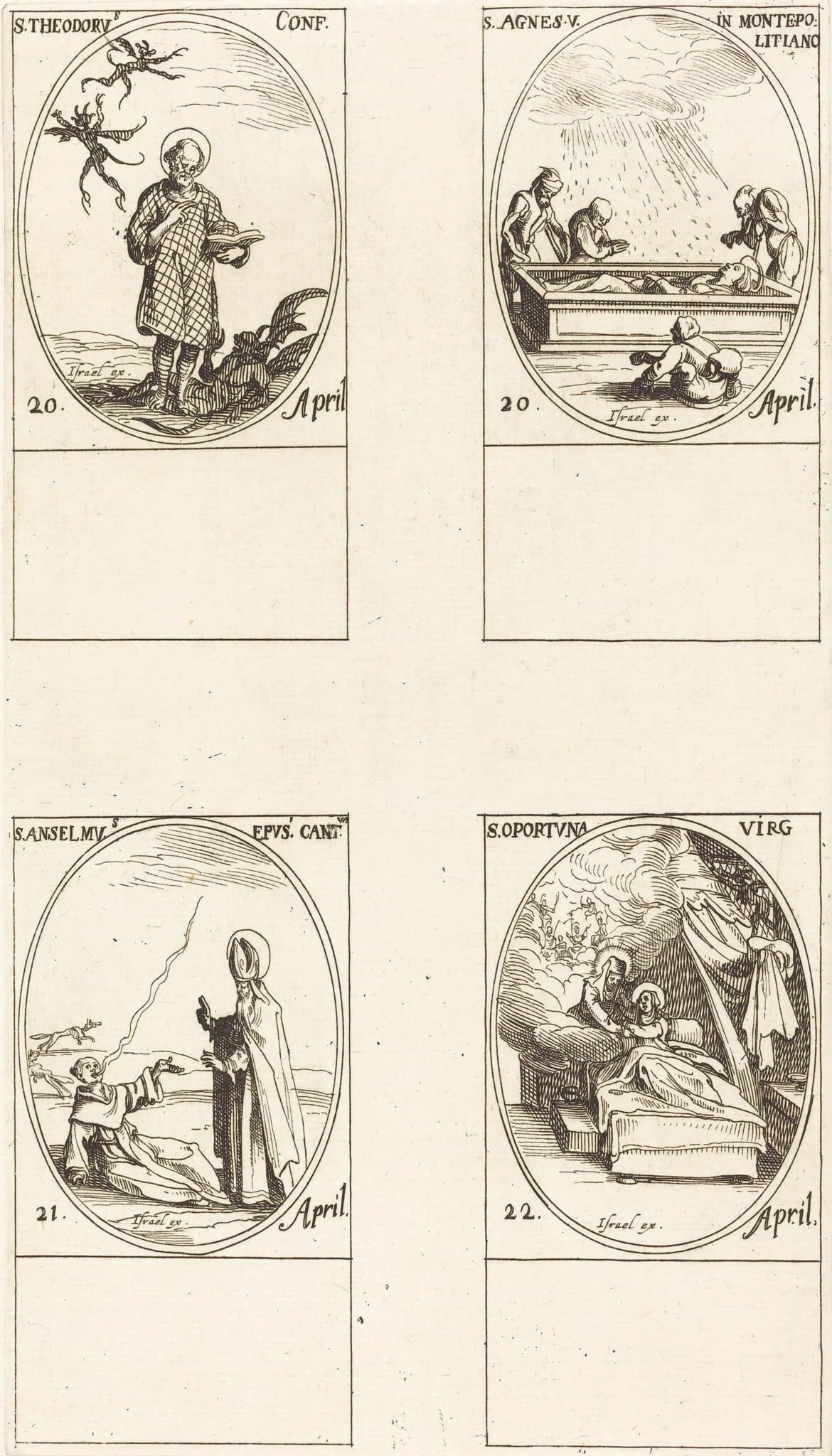 St. Theodorus; St. Agnes of Monte Pulciano; St. Anselme, Archbishop of Canterbury; St. Opportuna and Virgin, detail
